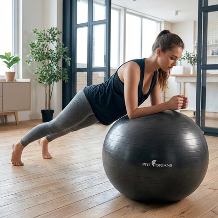Piłka gimnastyczna anti burst 65 cm czarna Pretorians z pompką