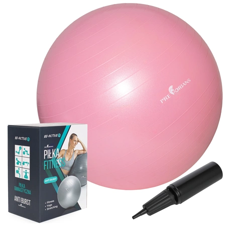 Piłka gimnastyczna 75 cm do ćwiczeń i rehabilitacji różowa z pompką