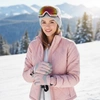 Rękawiczki narciarskie zimowe na snowboard narty M/L jasno-różowe