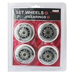 ZESTAW KÓŁEK I ŁOŻYSK NILS EXTREME PU 84x24 82A BIAŁE (4 szt.) + ABEC-7 CHROME (8 szt.)