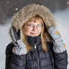Rękawiczki zimowe jednopalczaste szare narciarskie wodoodporne rękawice dla dzieci