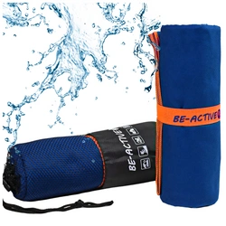 Ręcznik szybkoschnący z mikrofibry 130x80 granatowo-pomarańczowy