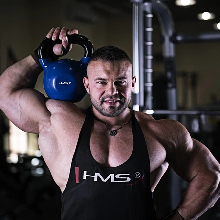Kettlebell 6kg żeliwny pokryty winylem KNV06 blue hms