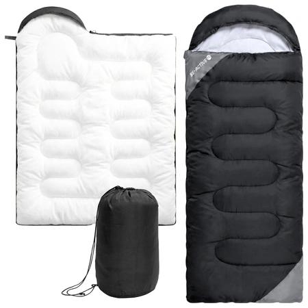Śpiwór turystyczny kołdra - lekki ciepły czarny + pokrowiec