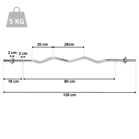 Sztanga / gryf lekko łamany 120cm / 25mm gwintowany