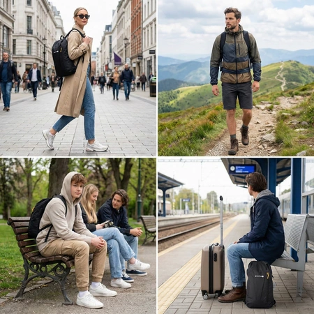 Mały plecak podróżny Be-Active miejski pojemny czarny