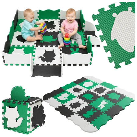 Mata piankowa edukacyjna puzzle dla dzieci 114x114 gruba zielona