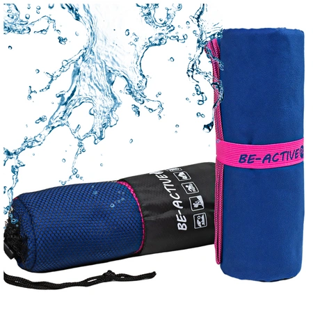 Ręcznik szybkoschnący z mikrofibry 180x100 granatowo-różowy