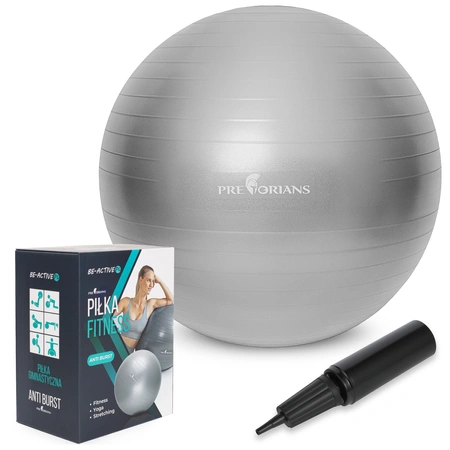 Piłka gimnastyczna 75 cm do ćwiczeń i rehabilitacji szara z pompką
