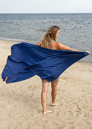 Ręcznik szybkoschnący z mikrofibry 130x80 granatowo-pomarańczowy