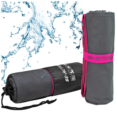 Ręcznik szybkoschnący z mikrofibry 130x80cm szaro-różowy