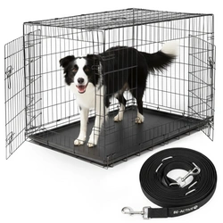 Klatka dla psa metalowa kennelowa + smycz treningowa - praktyczny zestaw