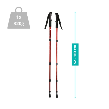 Lekkie kijki trekkingowe Be-Active o wadze jednego kijka 320 g