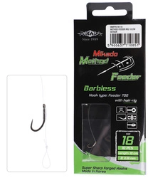 PRZYPON DO METHOD FEEDER - Z WŁOSEM - hak bezzadziorowy nr 16 / żyłka: 0.20mm/10cm - 8 sztuk