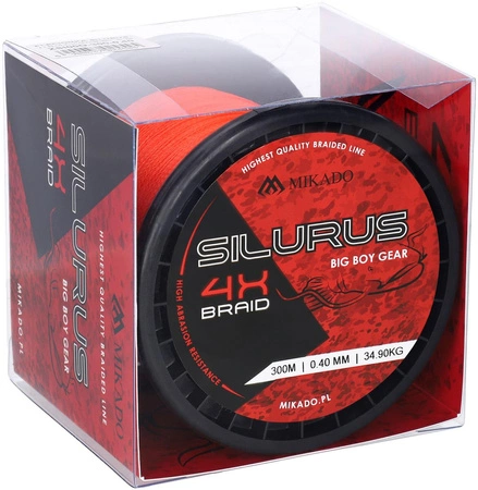 PLECIONKA - SILURUS 4 X BRAID - 0.45mm/37.40kg/300m - FLUO POMARAŃCZOWA - op.1szp.
