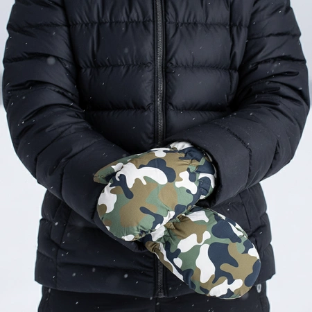 Rękawice zimowe dziecięce ciepłe rękawiczki narciarskie na zimę moro zielone