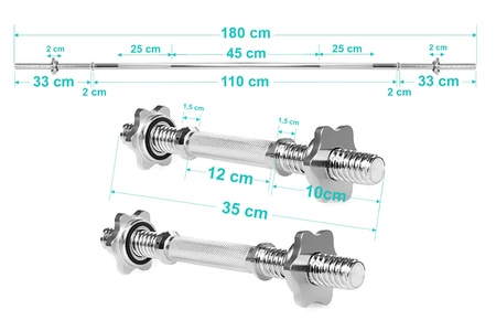 Zestaw do ćwiczeń 90kg - gryf sztanga obciążenie żeliwne, hantle
