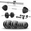 Zestaw do ćwiczeń 29kg - ze sztangą / gryfem prostym 180 cm, nakładem obciążeń i hantlami
