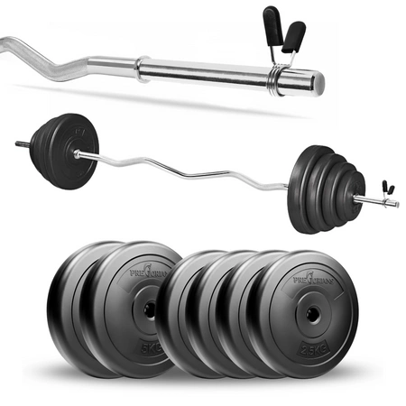 Zestaw do ćwiczeń 25kg z gryfem łamanym 120 cm i nakładem obciążeń