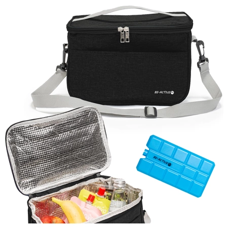 Torba piknikowa termiczna plażowa TTM-04 na napoje i jedzenie czarna + wkład chłodzący