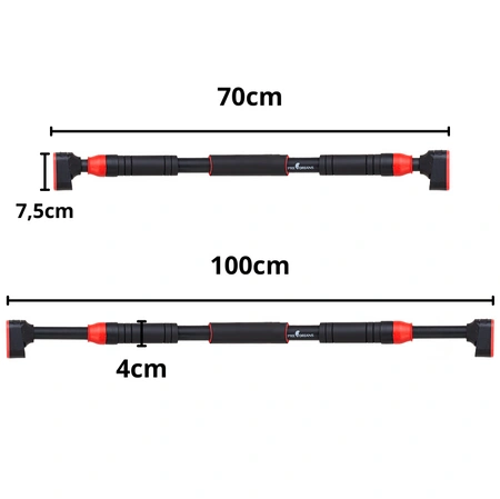 Wymiary regulowanego drążka rozporowego do podciągania 70–100 cm