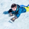 Rękawice ciepłe narciarskie dla dzieci grube zimowe rękawiczki kosmos szare