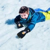 Rękawice ciepłe narciarskie dla dzieci grube zimowe rękawiczki kosmos granatowe