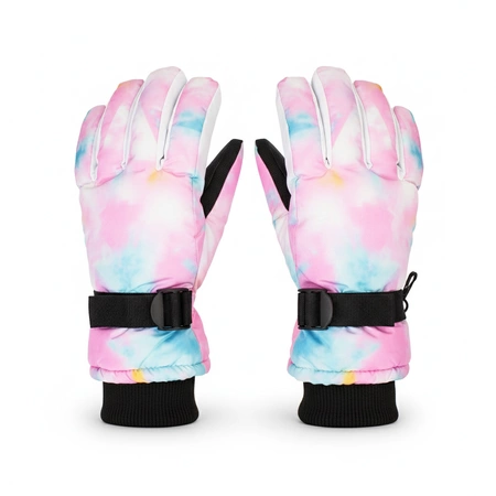Rękawice narciarskie zimowe na deskę narty rozmiar M dłoń 19 cm różowe
