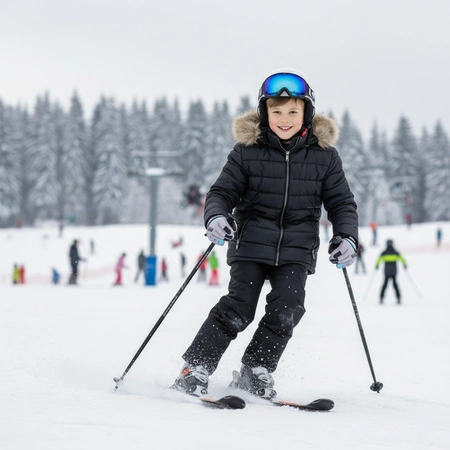 Rękawiczki pięciopalczaste ortalionowe ciepłe grube dla chłopca rękawice narciarskie szare