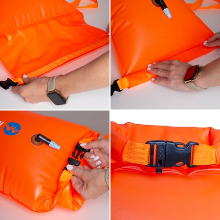 Bojka asekuracyjna dmuchana 2w1 sucha kieszeń 35L