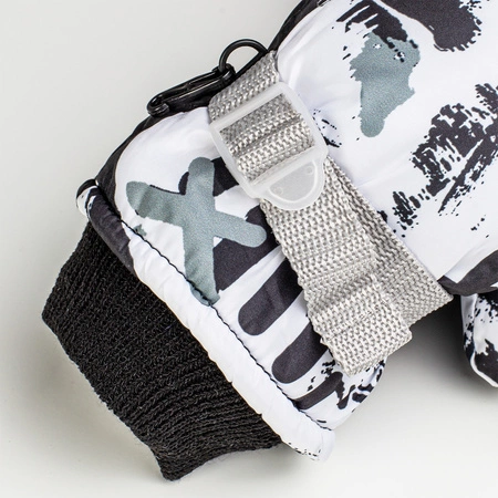 Rękawice narciarskie zimowe na deskę narty rozmiar S dłoń 17 cm biało-czarne