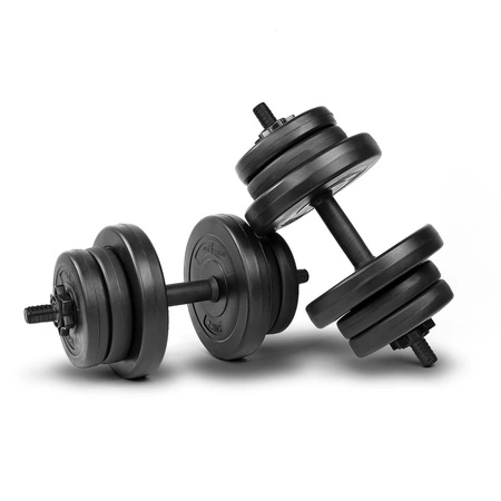 Zestaw hantli 2x10kg, hantle, 12 talerzy czarne