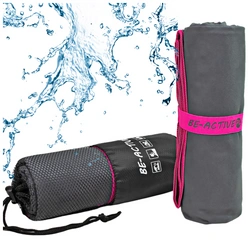 Ręcznik szybkoschnący z mikrofibry 180x100cm szaro-różowy