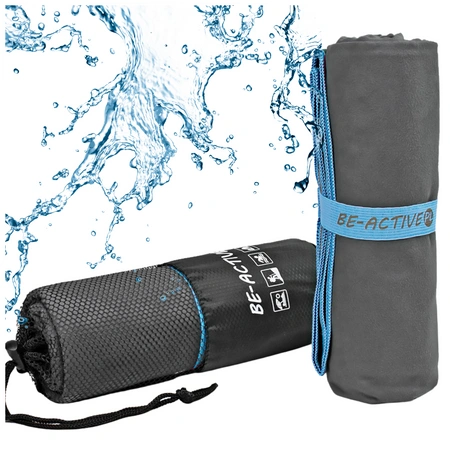 Ręcznik szybkoschnący z mikrofibry 130x80cm szaro-niebieski 