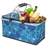 Kosz termiczny na zakupy piknikowy duży 30 litrów niebieskie słoneczniki