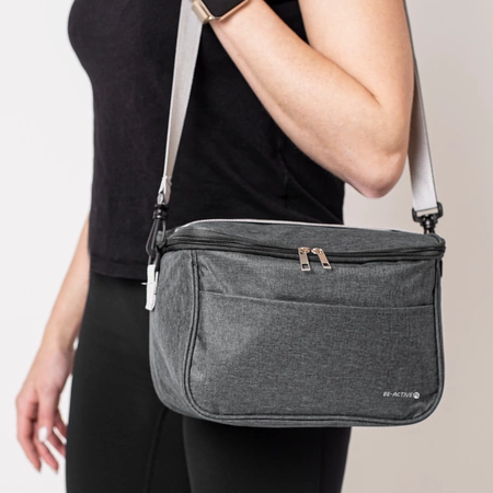 Torba piknikowa termiczna plażowa TTM-02 na napoje i jedzenie szara + wkład chłodzący