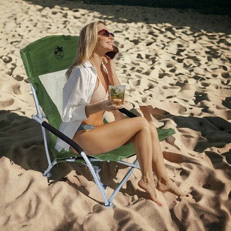 Krzesło turystyczne plażowe wędkarskie na kemping ryby rozkładane zielone