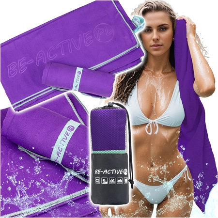 Ręcznik szybkoschnący z mikrofibry 130x80 fioletowo-turkusowy