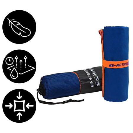 Ręcznik szybkoschnący z mikrofibry 130x80 granatowo-pomarańczowy