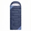 Ciepły śpiwór turystyczny granatowy z kapturem i pokrowcem