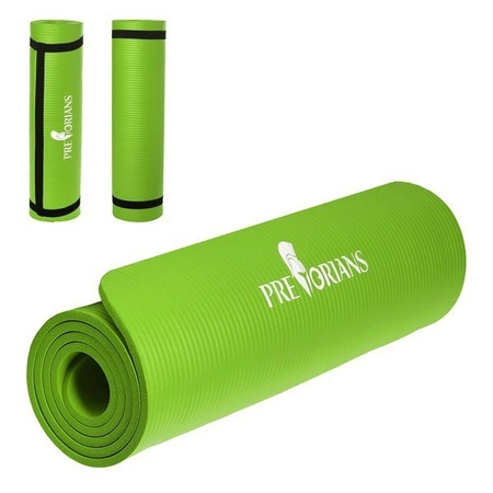 Mata gruba do ćwiczeń (1 cm) NBR Pretorians limonkowa