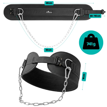 Pas obciążeniowy do podciągania Dip Belt – mocny pas z łańcuchem