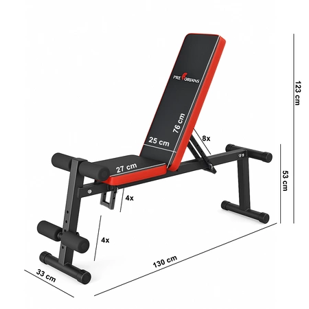 Ławka treningowa regulowana z stojakiem wolnostojącym pod sztangę