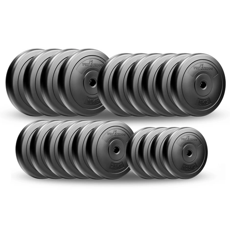 Zestaw do ćwiczeń 127kg z ławką treningową PH102 sztangą / gryfem prostym 180 cm, gryfem lekko łamanym 120cm, obciążeniem 90 kg i hantlami