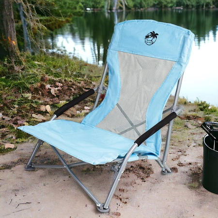Krzesło turystyczne plażowe wędkarskie na kemping ryby rozkładane błękitne