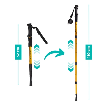 Składane kije trekkingowe Be Active – regulacja długości od 52 cm do 110 cm, lekkie i wytrzymałe do wędrówek górskich