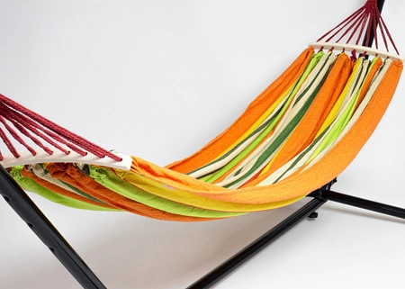Stelaż hamak dwuosobowy - zestaw ogrodowy stalowy stojak z hamakiem - kolorowe