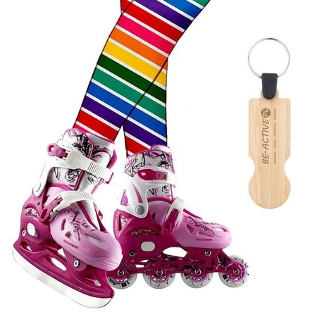 ŁYŻWY ROLKI NH0320 A SET 4W1 ŁYŻWOROLKI NILS EXTREME RÓŻOWE ROZM. M 35-38