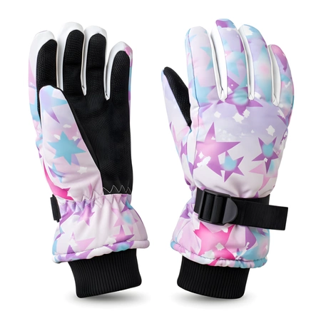 Rękawice narciarskie zimowe na deskę narty rozmiar M dłoń 19 cm fioletowe