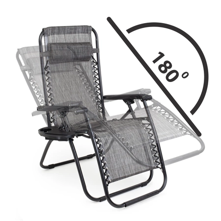 Leżaki ogrodowe Zero Gravity - zestaw 2 szt. szary melanż z tacką